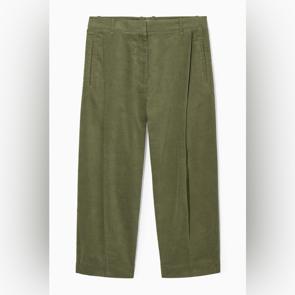 COS Olive Green Corduroy Barrel Leg Pants
